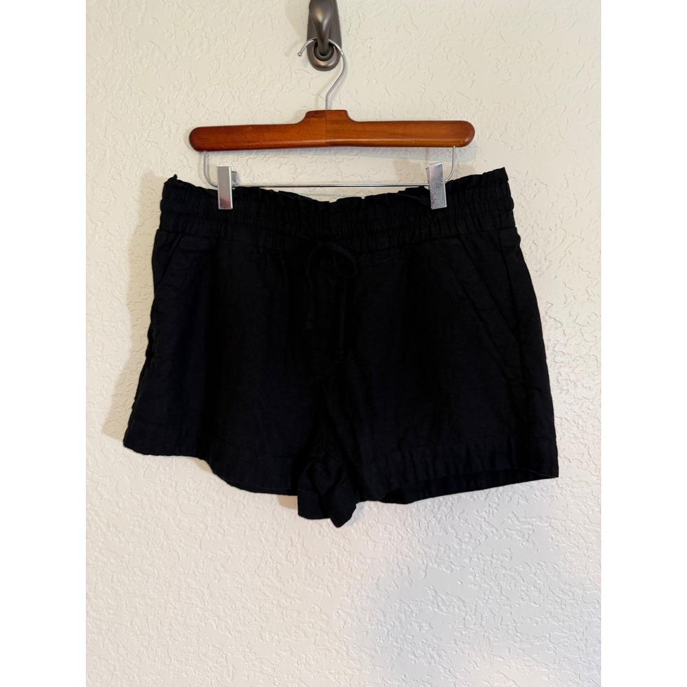 A New Day Shorts Black L Womens Linen Rayon Blend Elastic Waist Casual